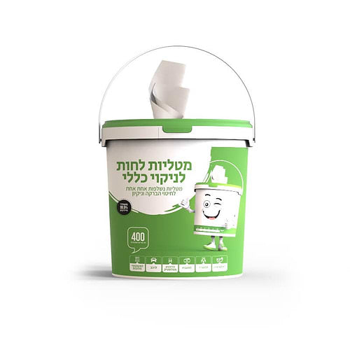 דלי מטליות לחות לניקוי כללי רול מרקט 400 יח'